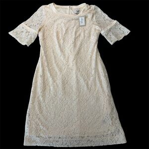 Beige by eci Elegant Floral Cream Lace Dress